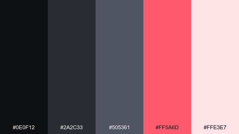 asphalt coral color palette with hex codes