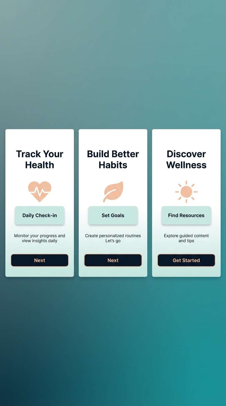 wellness onboarding screens