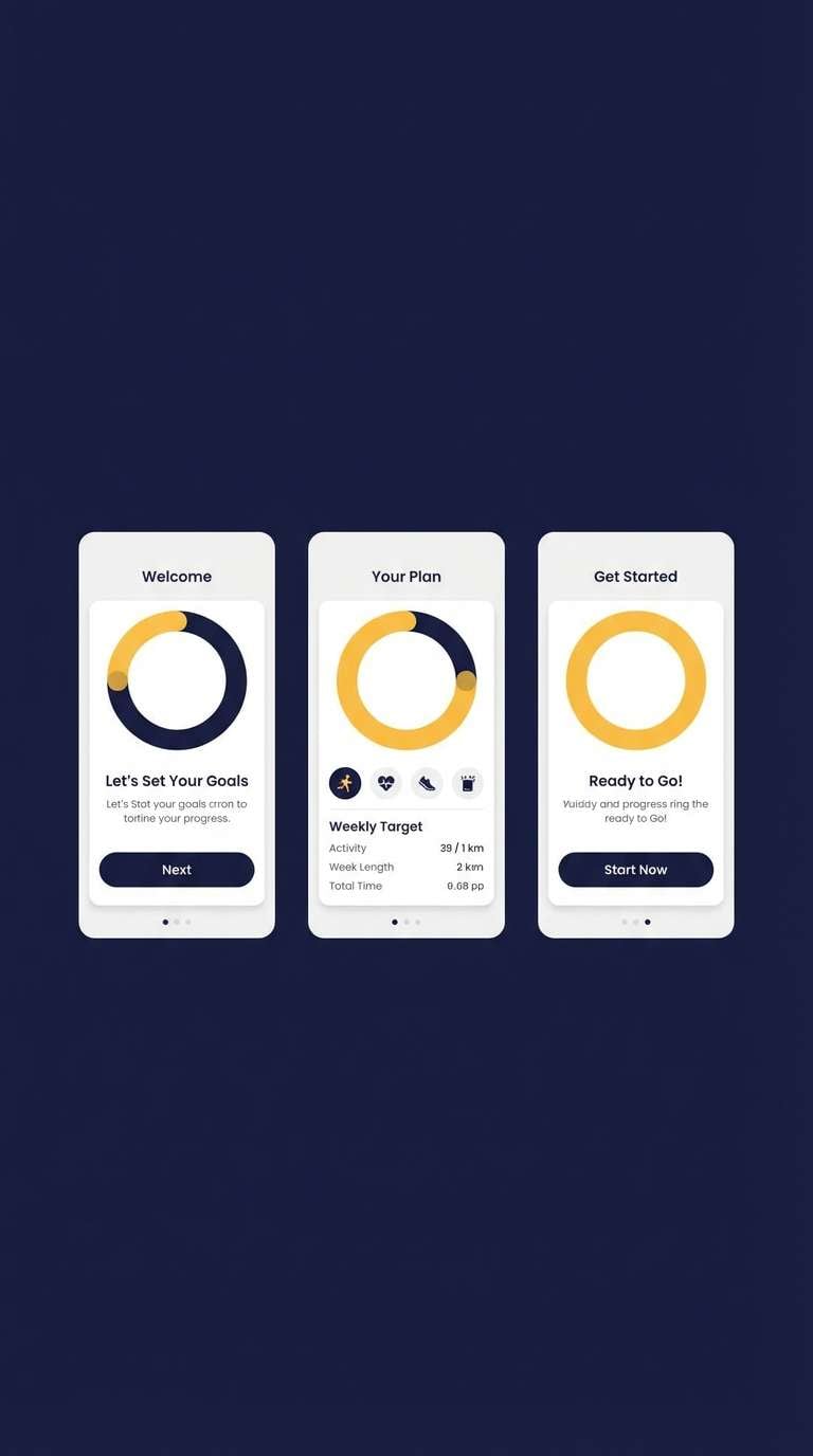fitness ui in navy and yellow