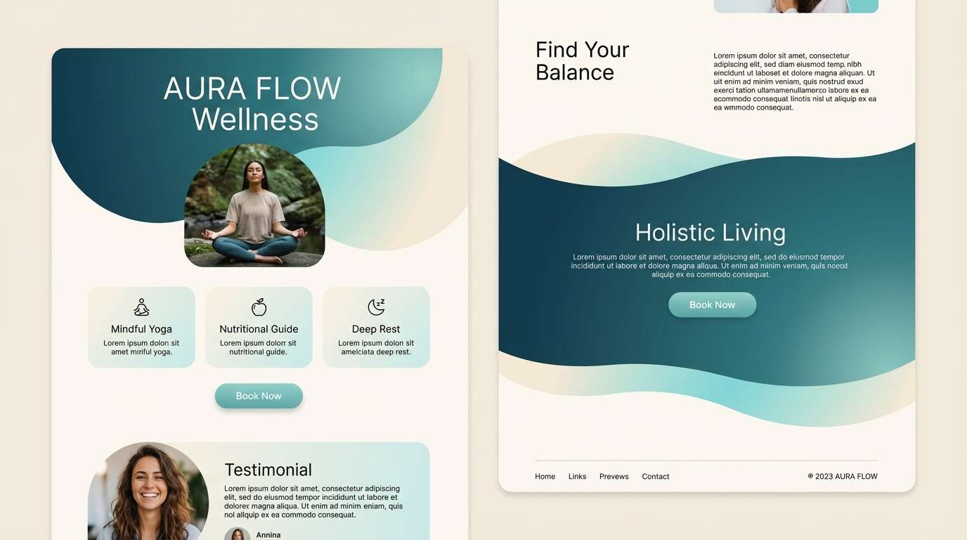 wellness landing page mockup
