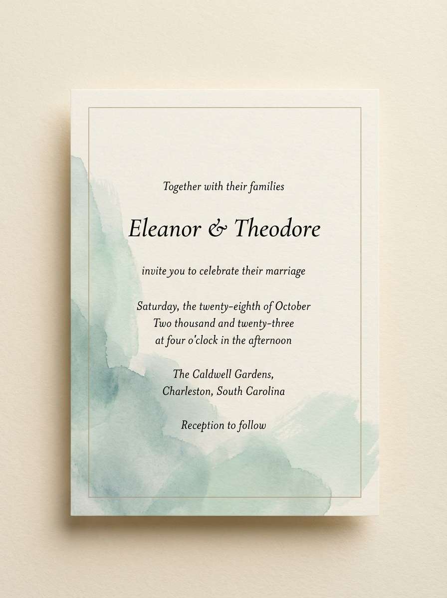 teal wedding invitation