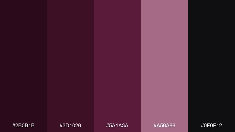 aubergine noir burgundy plum color palette with hex codes