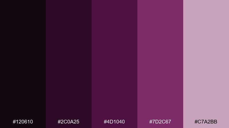 aubergine noir red violet color palette with hex codes