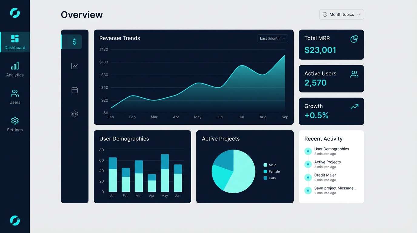 saas dashboard cyan accents
