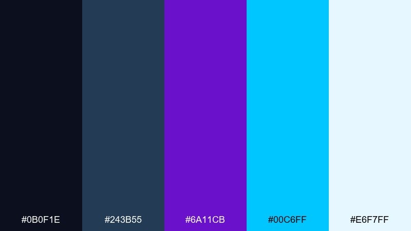 aurora dust color palette with hex codes