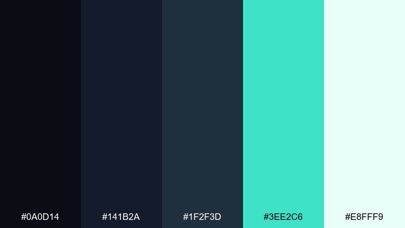 aurora minimal night color palette with hex codes