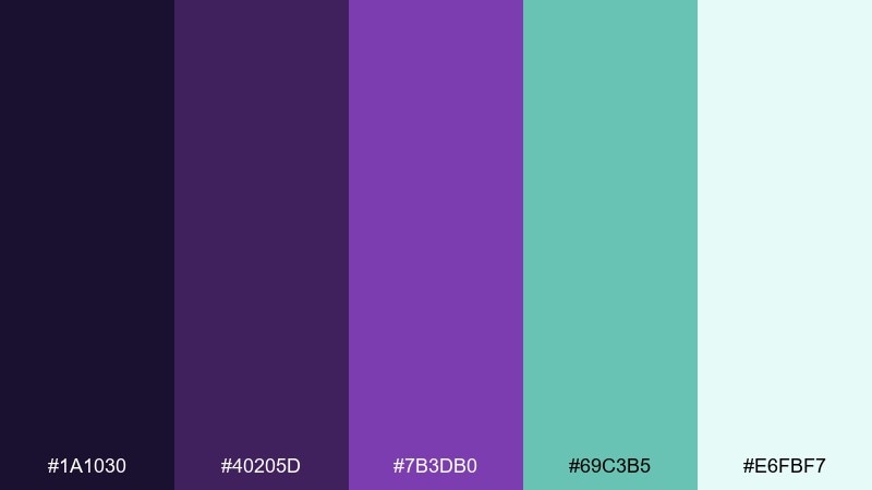aurora quartz amethyst color palette with hex codes