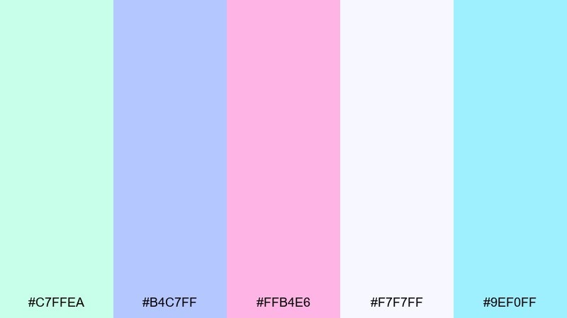 aurora suds bubbles color palette with hex codes