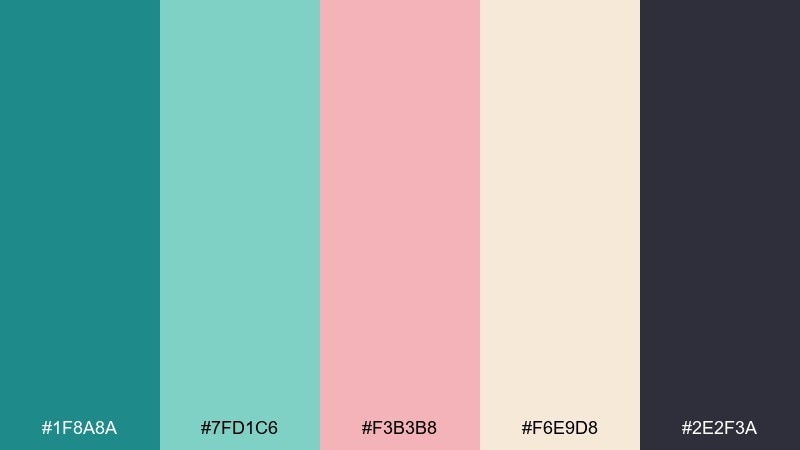 aurora teal whisper sleeping beauty color palette with hex codes