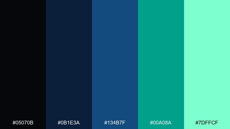 aurora terminal black blue green color palette with hex codes