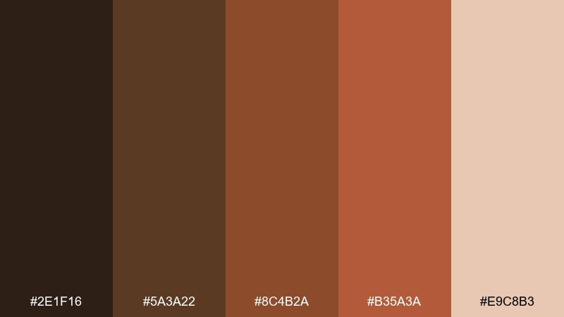 autumn bark color palette with hex codes