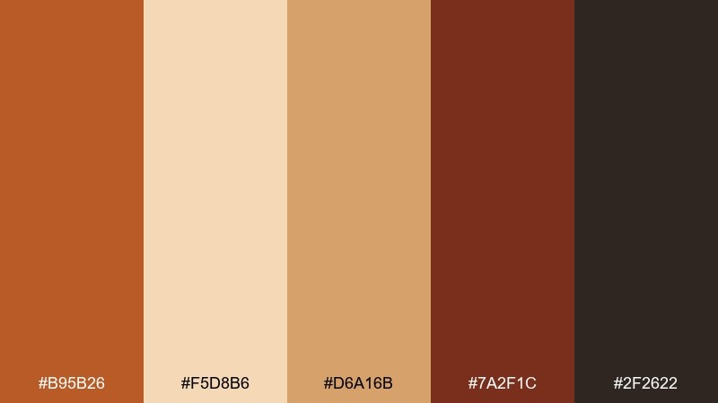 autumn brick raw sienna color palette with hex codes