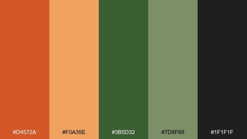 autumn cabin color palette with hex codes