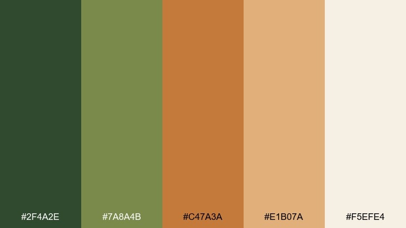 autumn fern nature color palette with hex codes