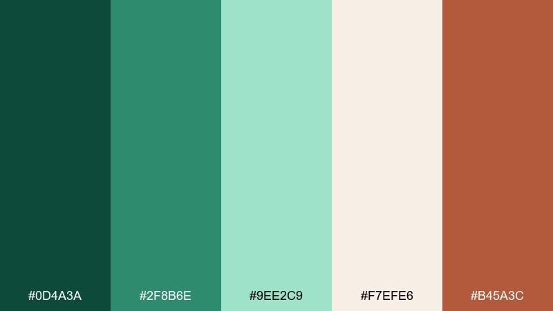 autumn jade and clay color palette with hex codes