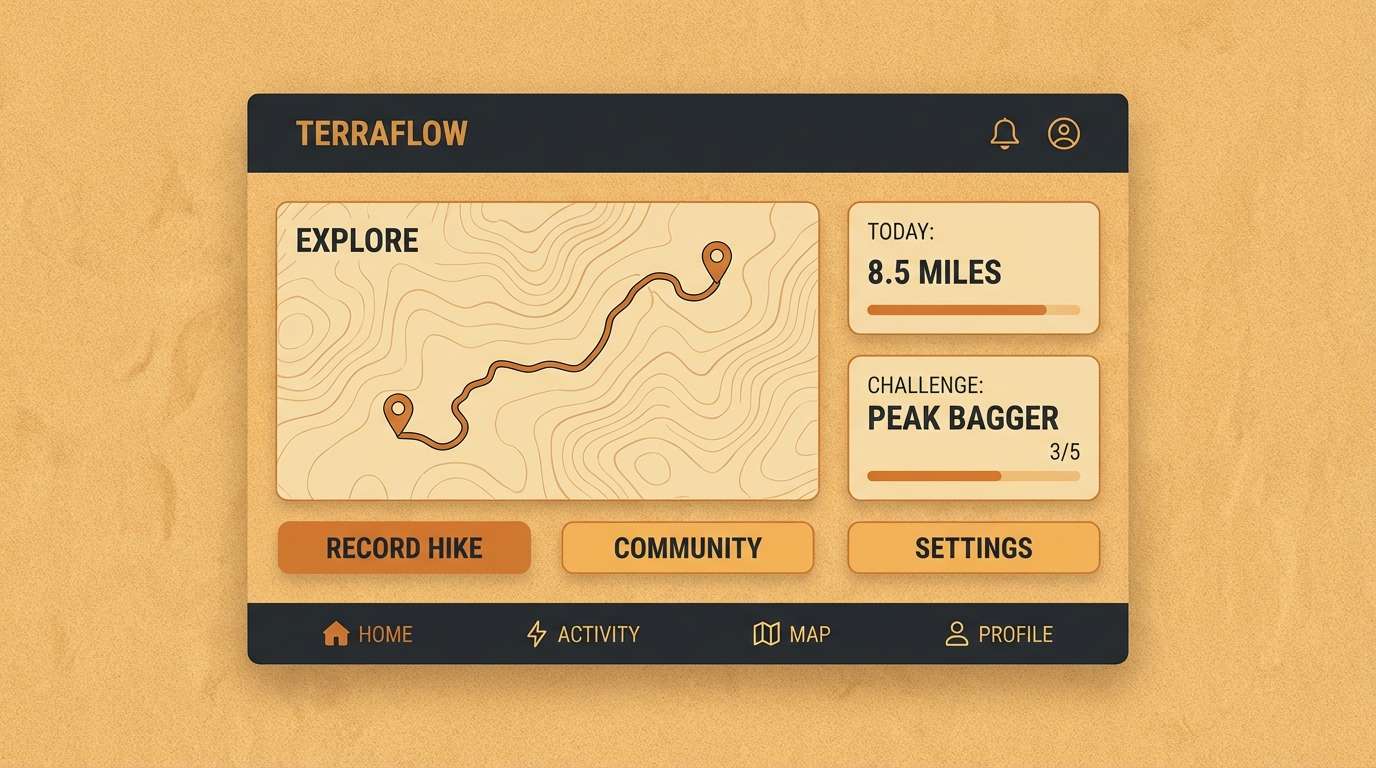 outdoor app ui in amber tones