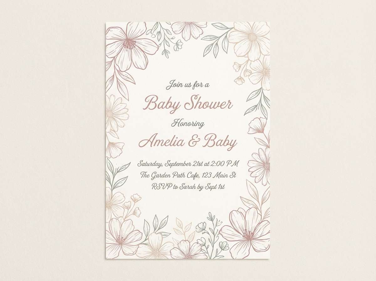 baby shower invite in soft neutrals