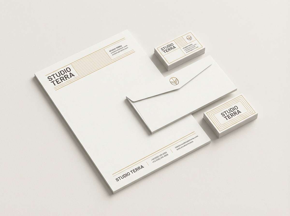 minimal stationery in ocher and cream