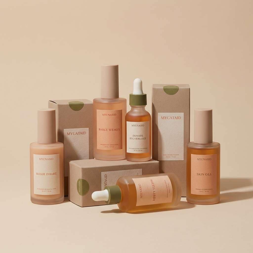 skincare packaging in terracotta tones
