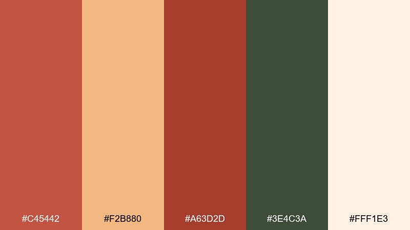 autumn market dark coral color palette with hex codes