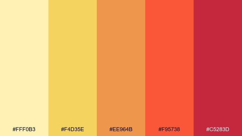 autumn market yellow orange red color palette with hex codes