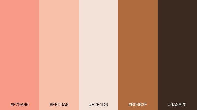 autumn nectar salmon peach color palette with hex codes