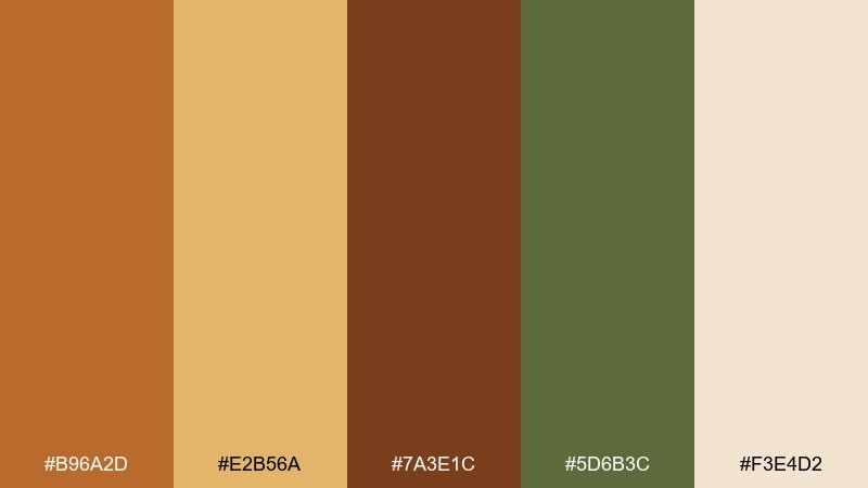 autumn orchard brown ochre color palette with hex codes