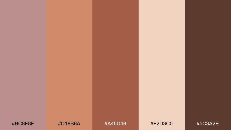 autumn rosy rosy brown color palette with hex codes