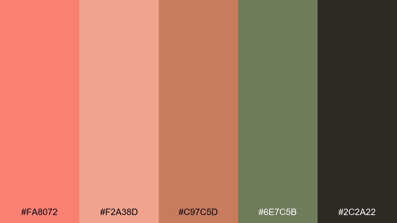 autumn salmon salmon pink color palette with hex codes
