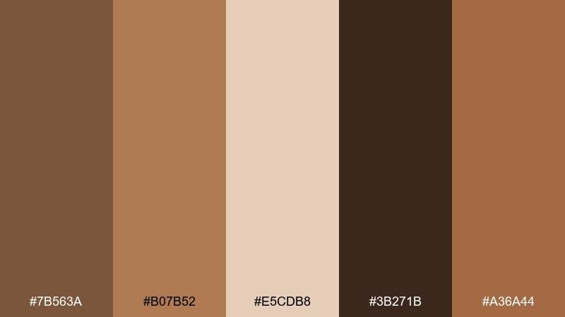 autumn suede dark tan color palette with hex codes