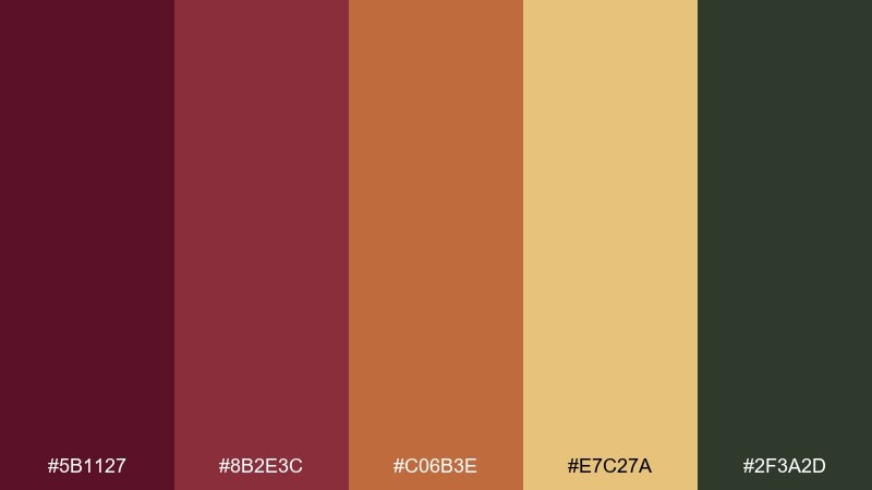 autumn wine color palette with hex codes