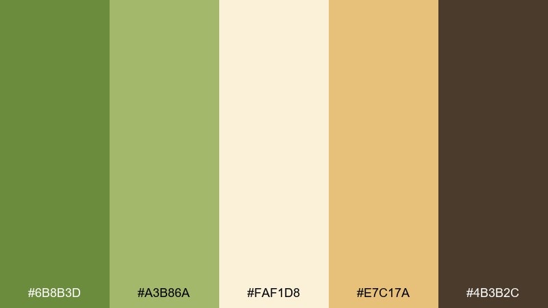 avocado cream retro green cream color palette with hex codes