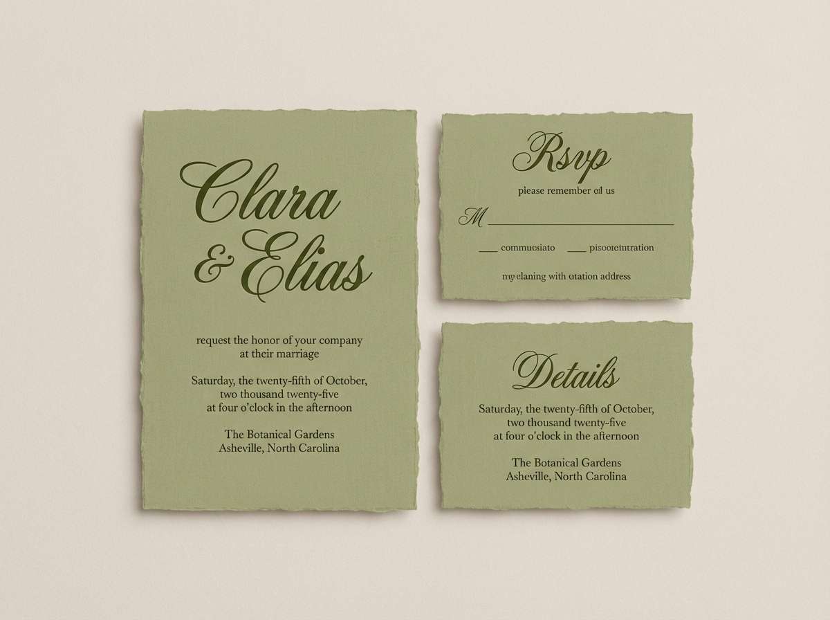 avocado linen invitation