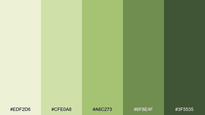 avocado wash tea green color palette with hex codes