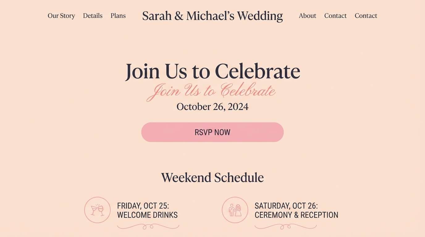 wedding website ui mockup