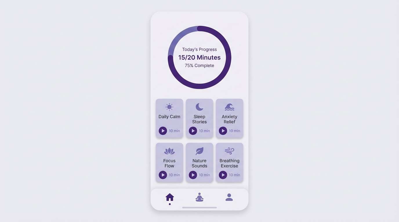 meditation app ui mockup
