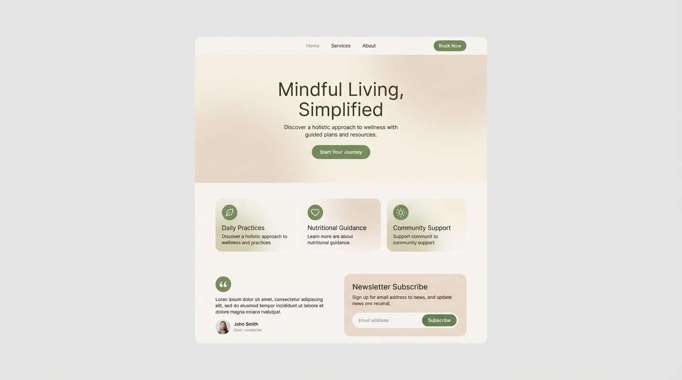 wellness landing page design