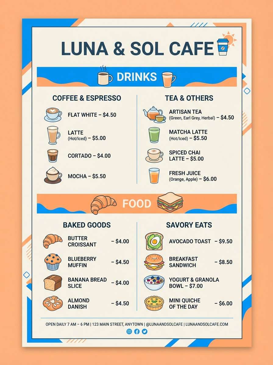 cafe menu flyer