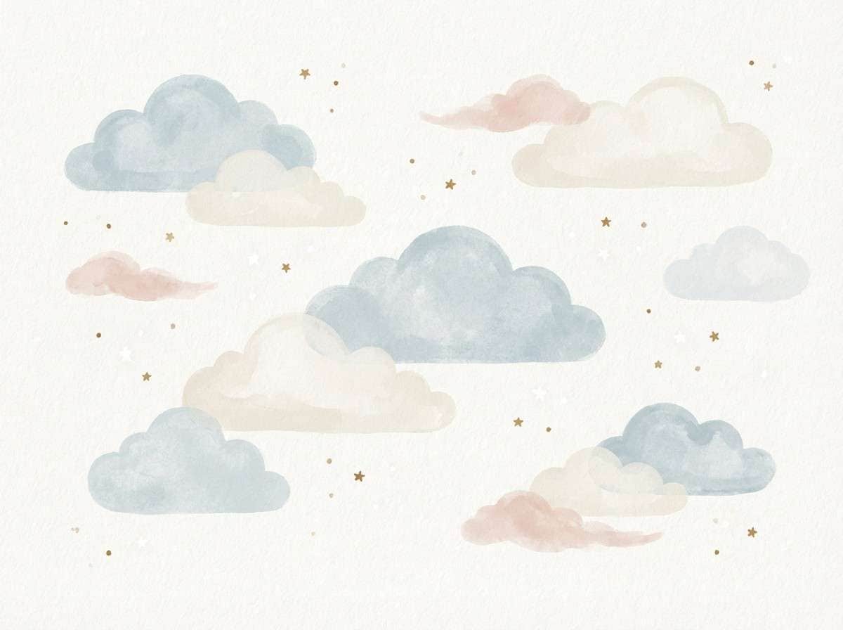 watercolor cloud nursery poster