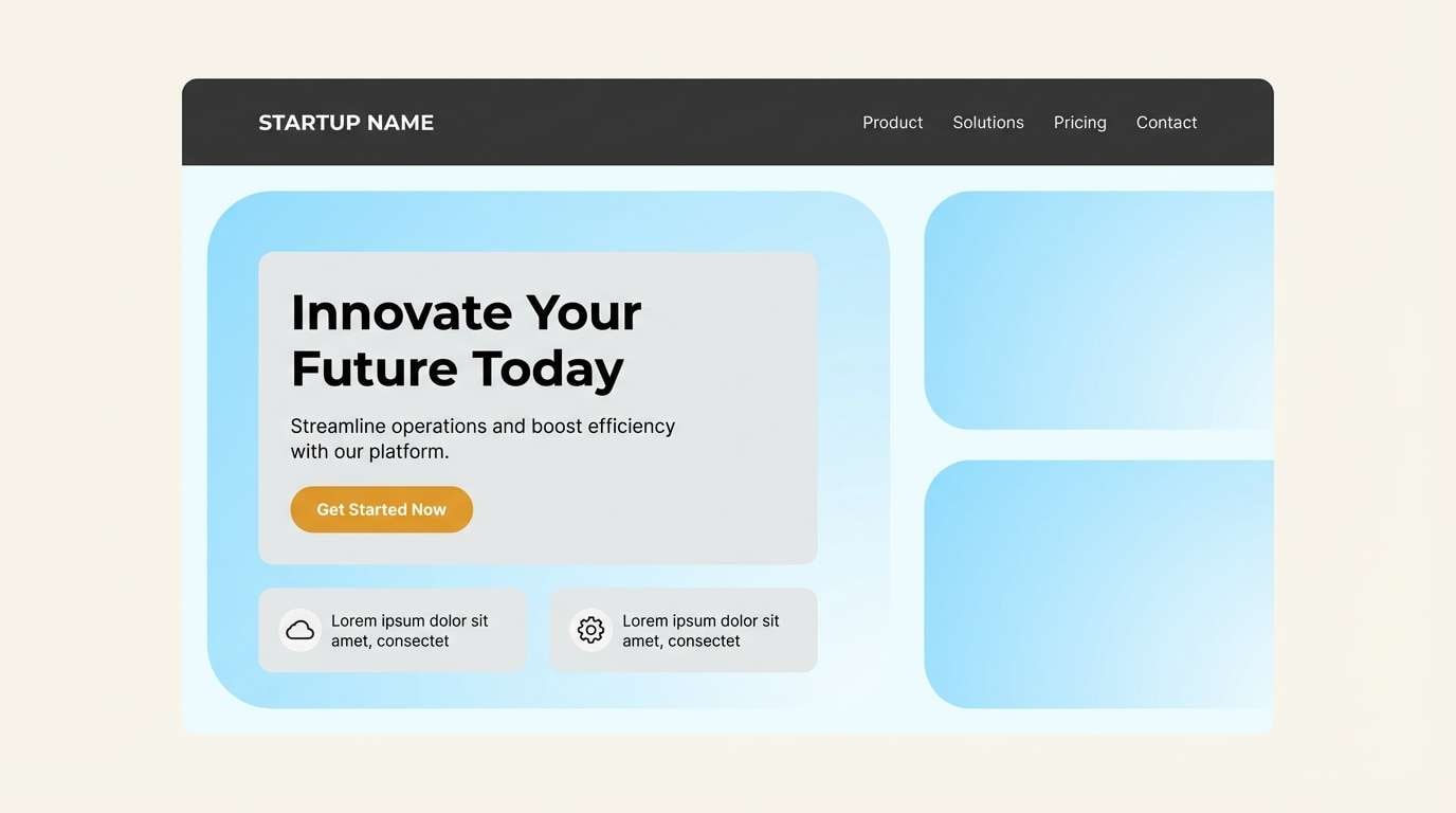 startup hero ui mockup