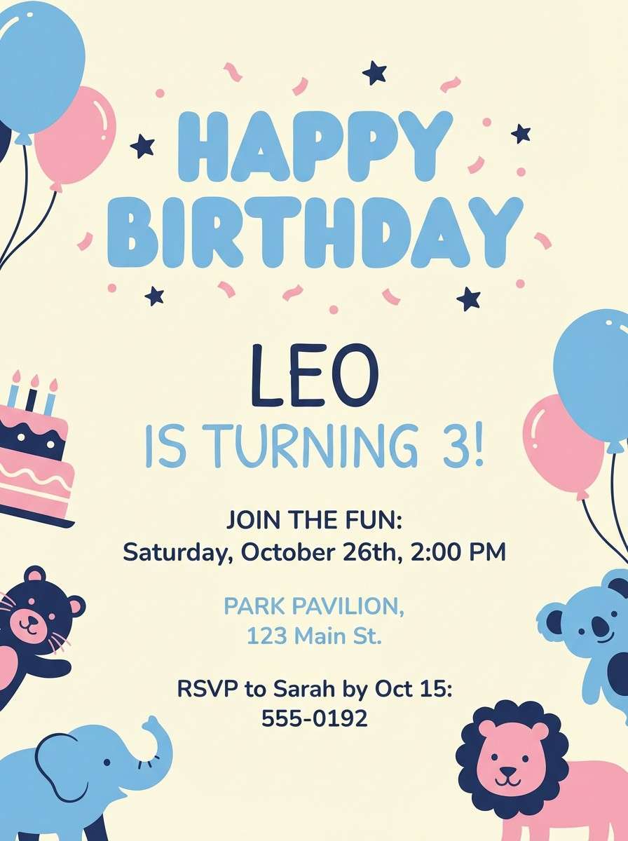 kids birthday invitation card