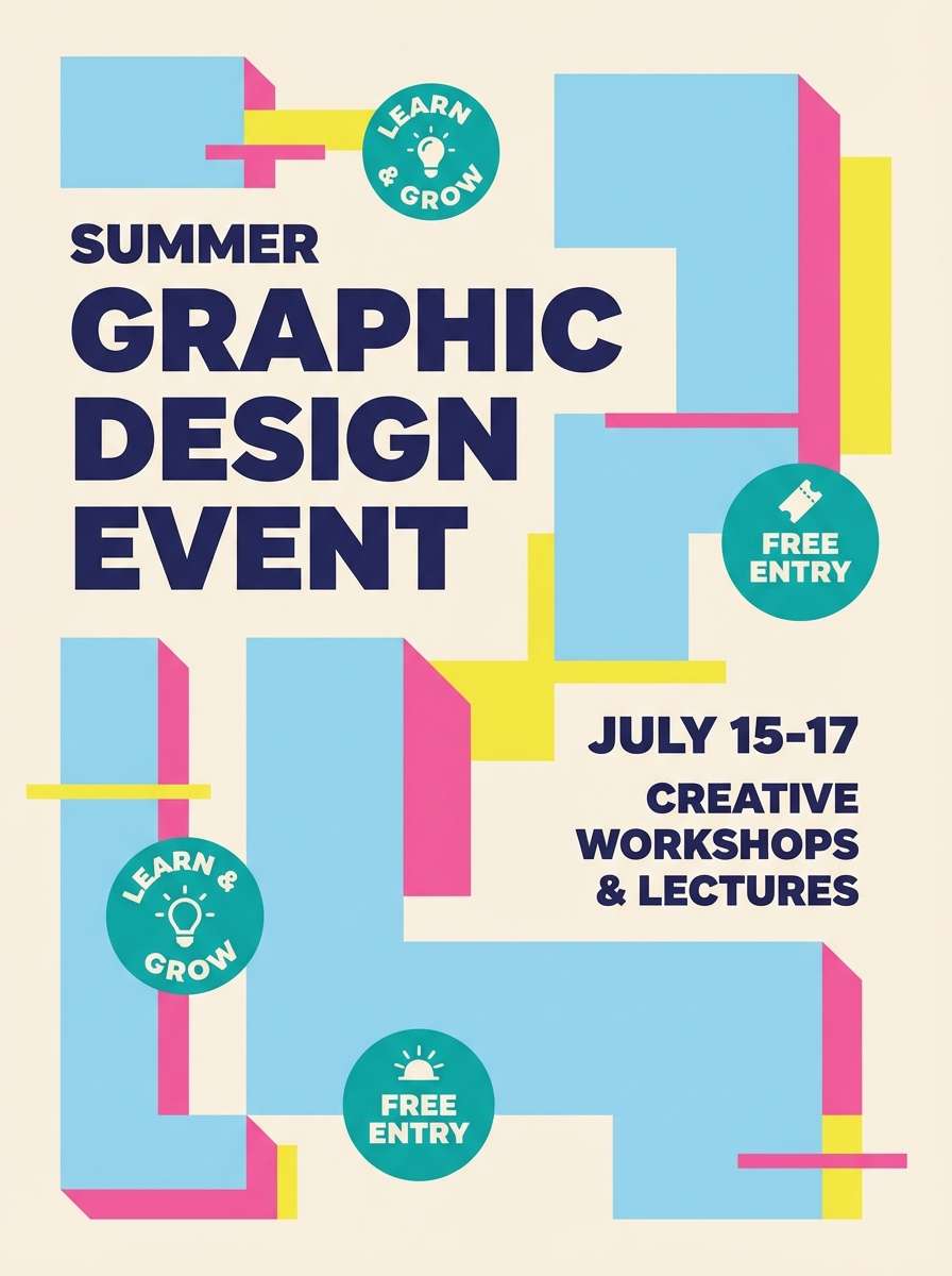 retro summer event flyer