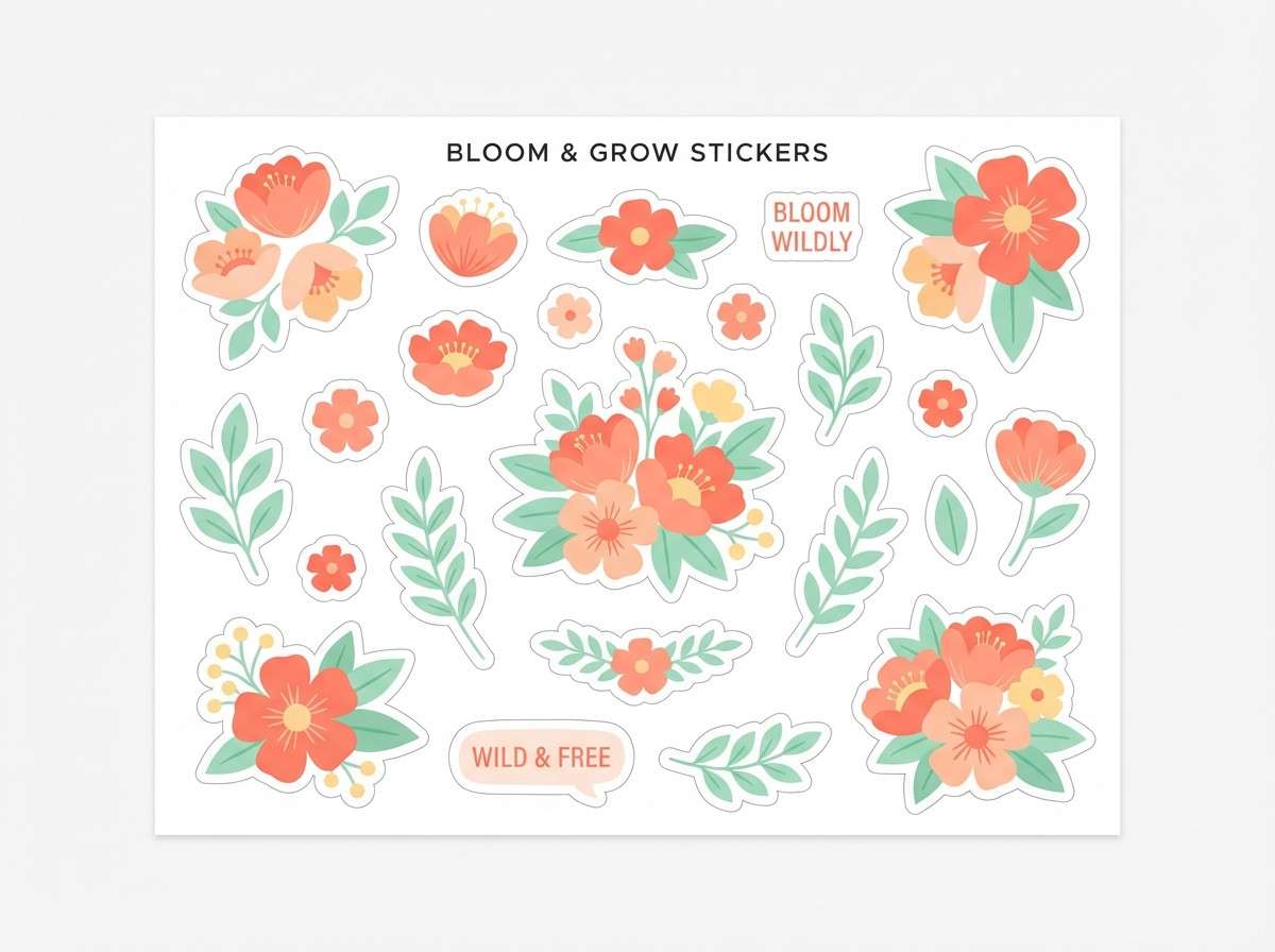 floral sticker sheet