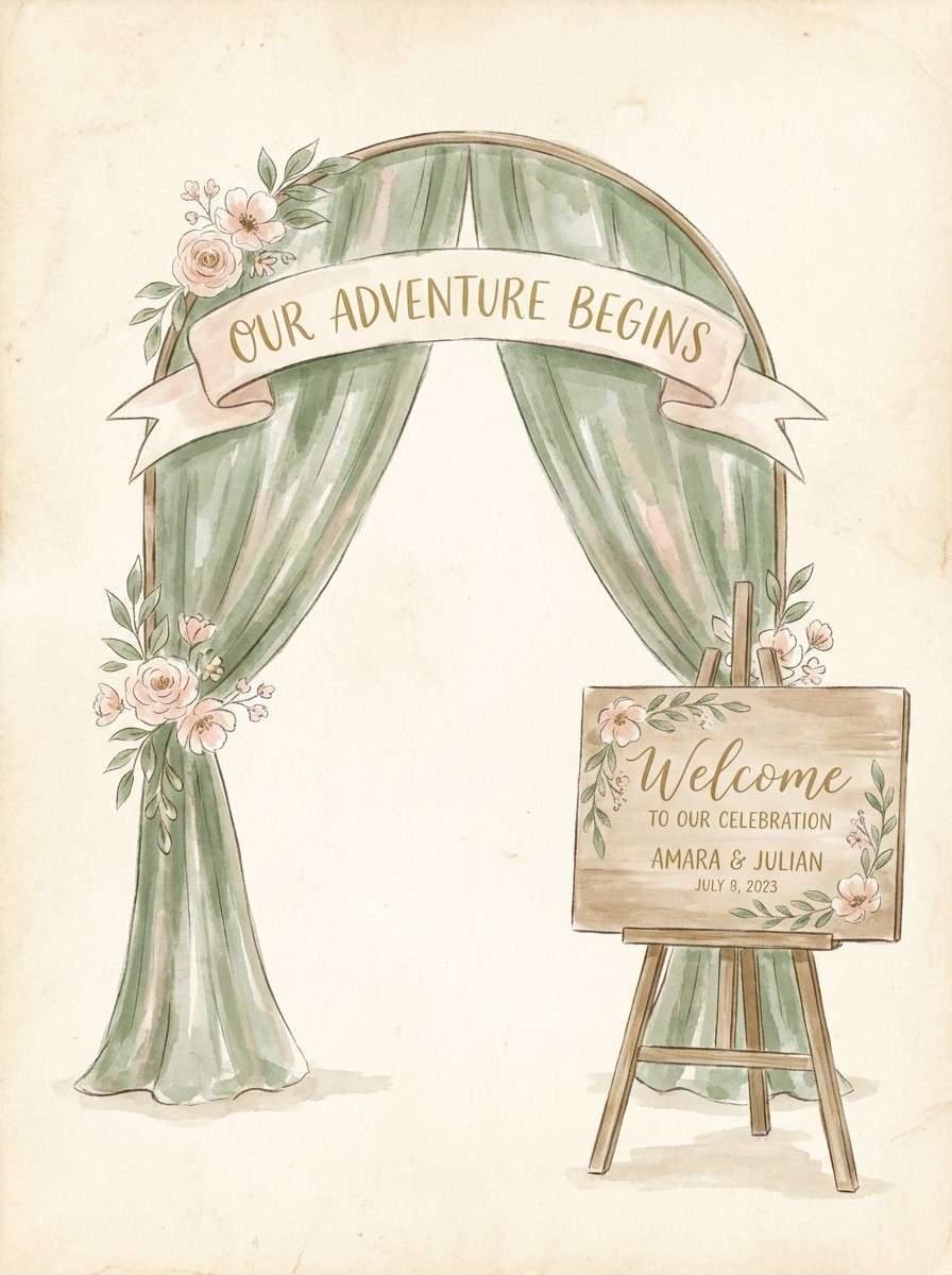 watercolor welcome board