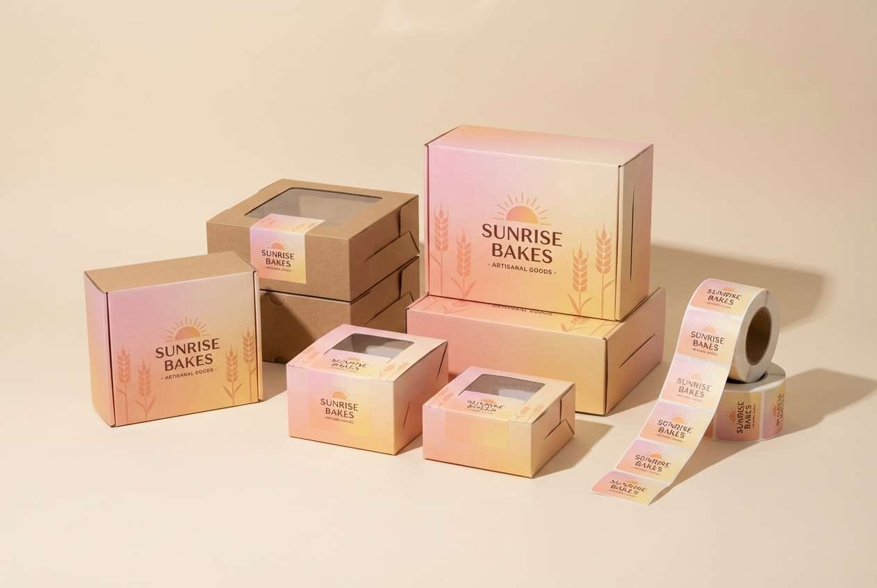 bakery packaging in warm tones
