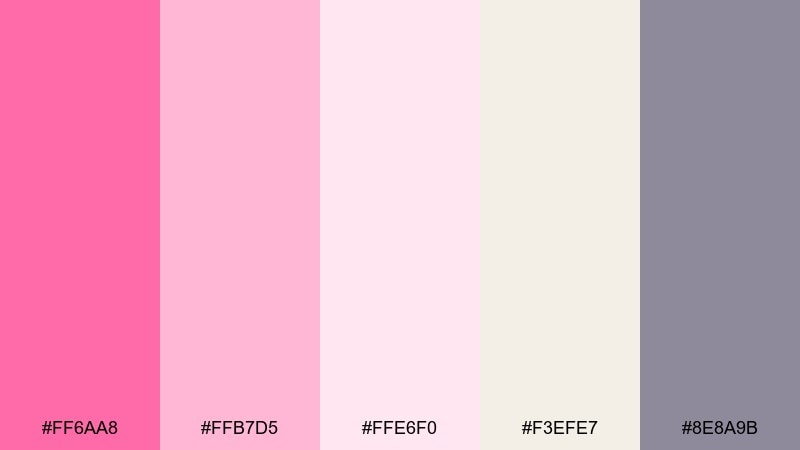 ballet bloom pink flamingo color palette with hex codes