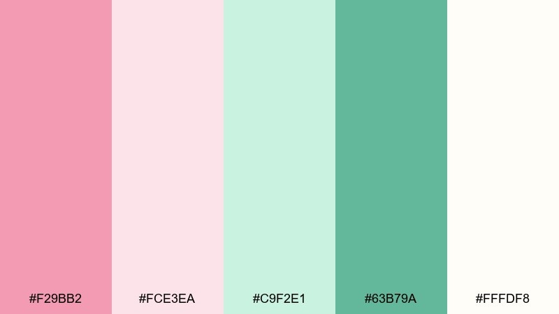 ballet mint cream color palette with hex codes