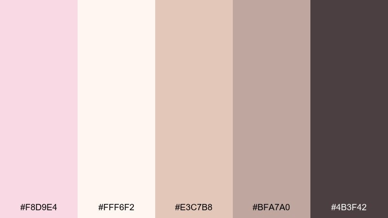 ballet slipper neutrals pale pink color palette with hex codes