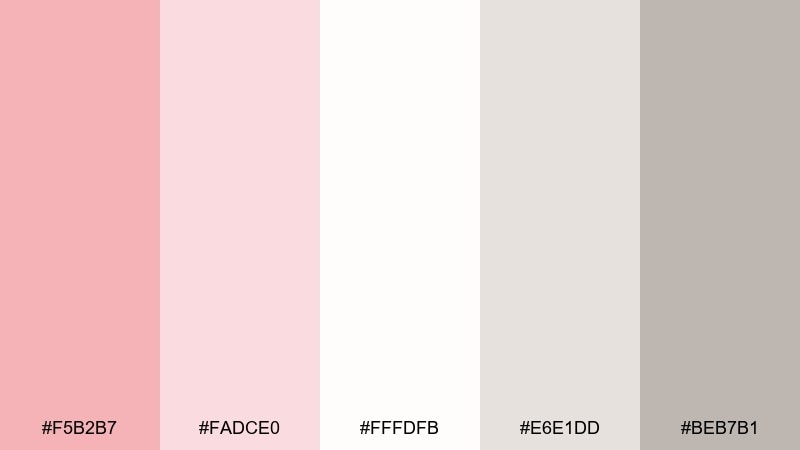 ballet slipper neutrals pastel red color palette with hex codes