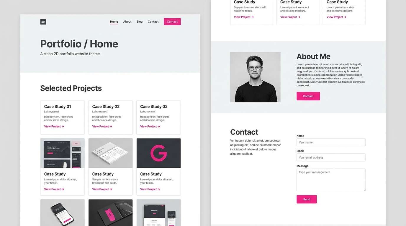 modern fuchsia pink portfolio ui